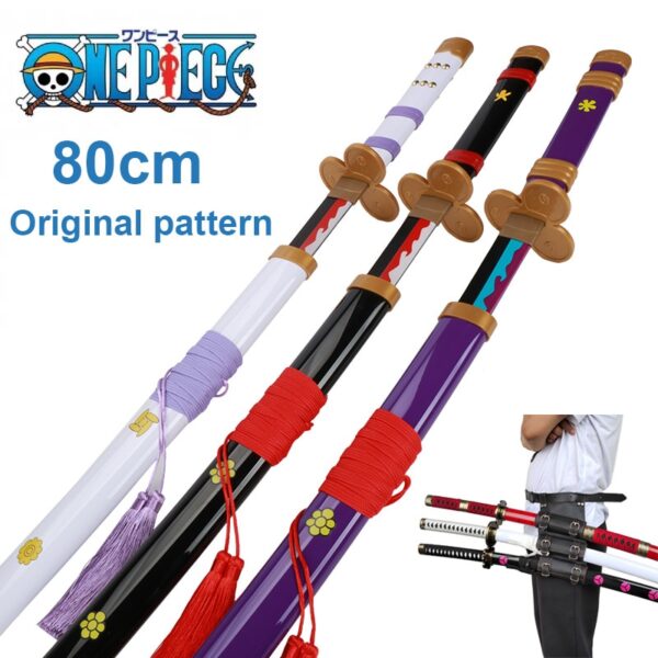 80cm One Piece Zoro Sword Katana Enma Doctor Luo Kitetsu Shusui Yubashiri Wado Ichimonji Bamboo Wood