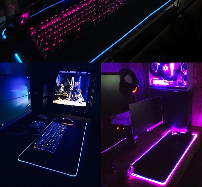 One Piece Zoro RGB Pc Gamer Keyboard Mouse Pad Mousepad LED Glowing Mouse  Mats Rubber Gaming Computer Mausepad