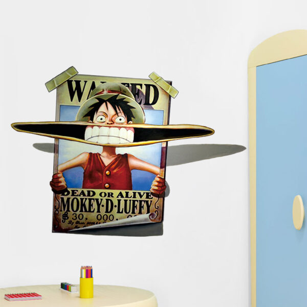 One Piece Luffy Roronoa Zoro 3D Window Broken Hole Wall Stickers For Kids Room Home Decoration