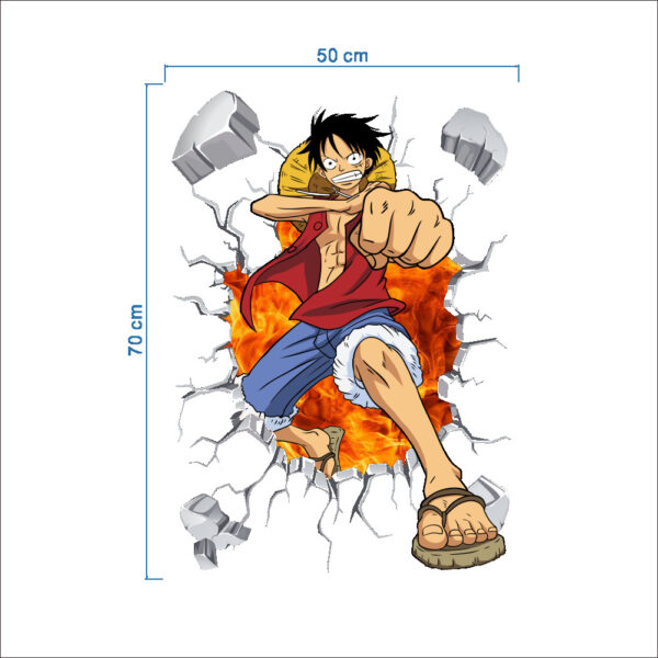 One Piece Luffy Roronoa Zoro 3D Window Broken Hole Wall Stickers For Kids Room Home Decoration