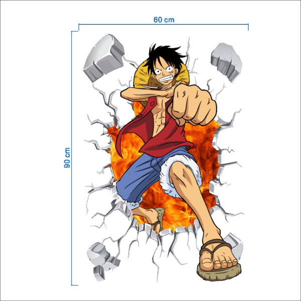 One Piece Luffy Roronoa Zoro 3D Window Broken Hole Wall Stickers For Kids Room Home Decoration