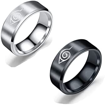 2pcs Anime Rings for Men Boys - Akatsu Stainless Steel Jewelry Cosplay Gift Set