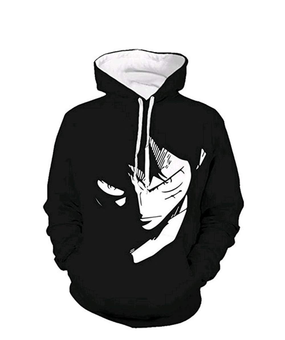 Firovps Men's 3D Anime Print Hoodie Featuring Monkey D. Luffy from One Piece