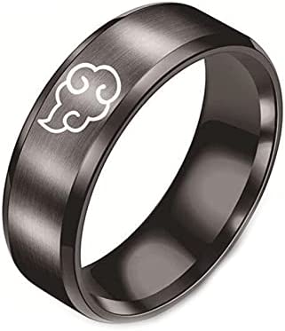 Men's Akatsuki Anime Ring, Stainless Steel Black Matte Finish