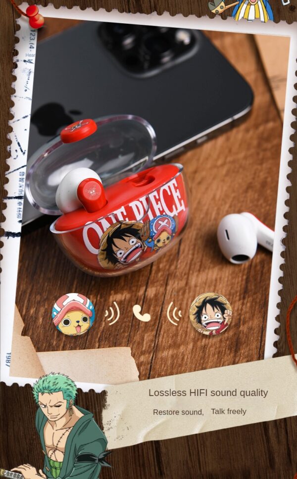 Kawaii One Piece Wireless Headphones Bluetooth Cartoon Anime Smart Touch Control Noise Reduction Earhooks Waterproof Headset