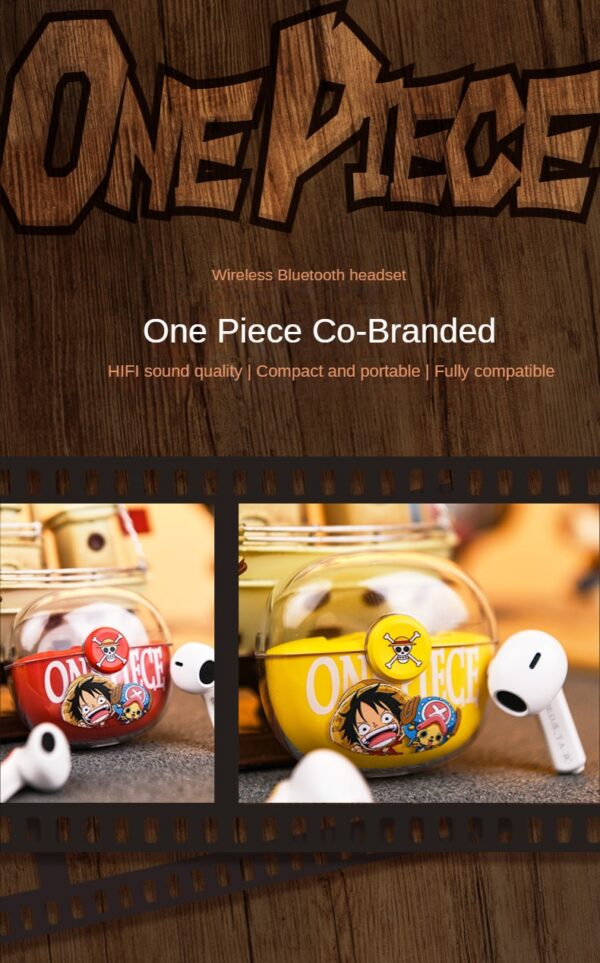 Kawaii One Piece Wireless Headphones Bluetooth Cartoon Anime Smart Touch Control Noise Reduction Earhooks Waterproof Headset