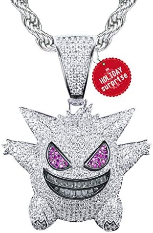 TSANLY Diamond Gengar Chain Hip Hop Necklace with Pendant & Storage Case