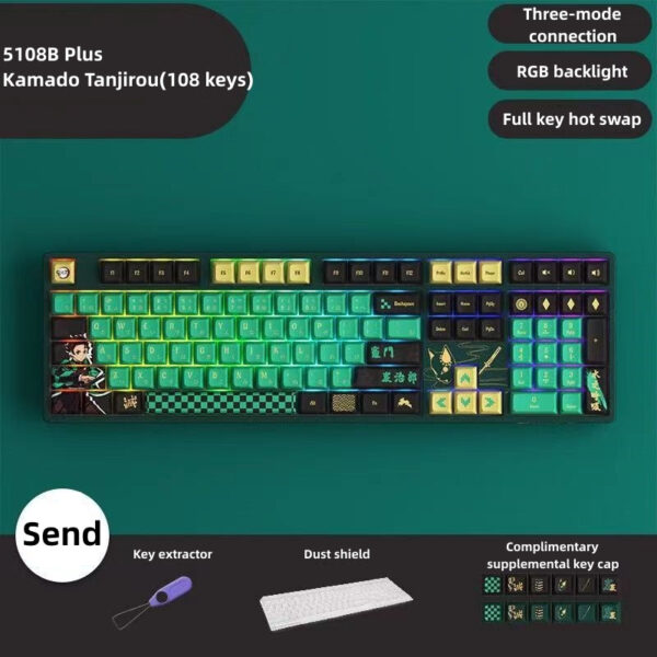 DEMON SLAYE Keyboard Tanjirou/Nezuko Mechanical Keyboard Three-mode wireless RGB backlit gaming office desktop esports Keyboard