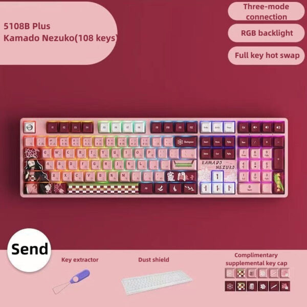 DEMON SLAYE Keyboard Tanjirou/Nezuko Mechanical Keyboard Three-mode wireless RGB backlit gaming office desktop esports Keyboard