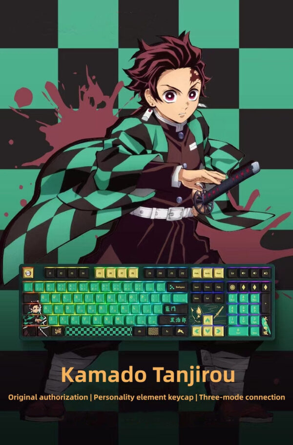 DEMON SLAYE Keyboard Tanjirou/Nezuko Mechanical Keyboard Three-mode wireless RGB backlit gaming office desktop esports Keyboard