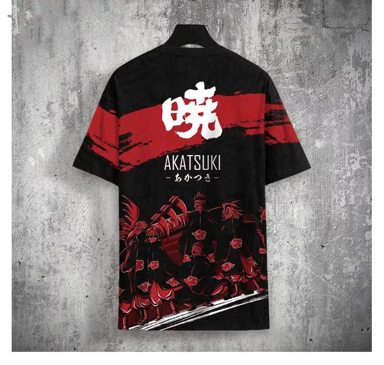 Naruto Collaboration Short Sleeve T-Shirt for Men, New Summer Edition, Trendy Anime Peripheral Half Sleeve, Ice Silk, Oversized T-Shirt