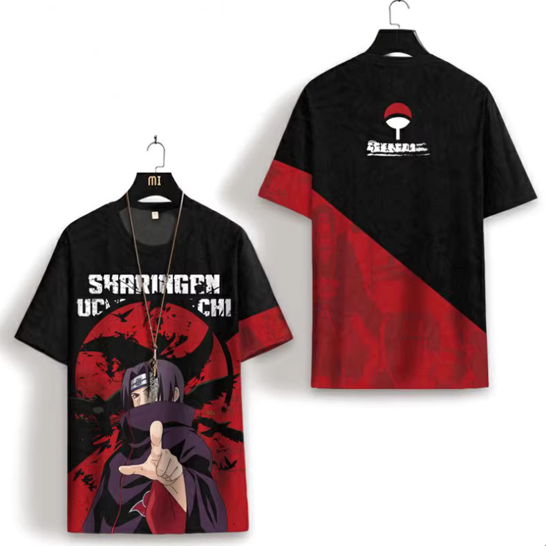 Naruto Collaboration Short Sleeve T-Shirt for Men, New Summer Edition, Trendy Anime Peripheral Half Sleeve, Ice Silk, Oversized T-Shirt