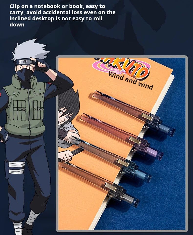 Naruto Retractable Gel Pen, Uchiha Sharingan Bonds, Student Use, Quick-Drying Black Ink Pen, 0.5mm Carbon Pen