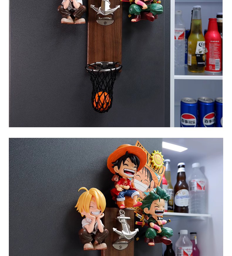 One Piece Refrigerator Magnets - Luffy and Zoro Magnetic Stickers, Creative 3D Cartoon Anime Character Refrigerator Decoration