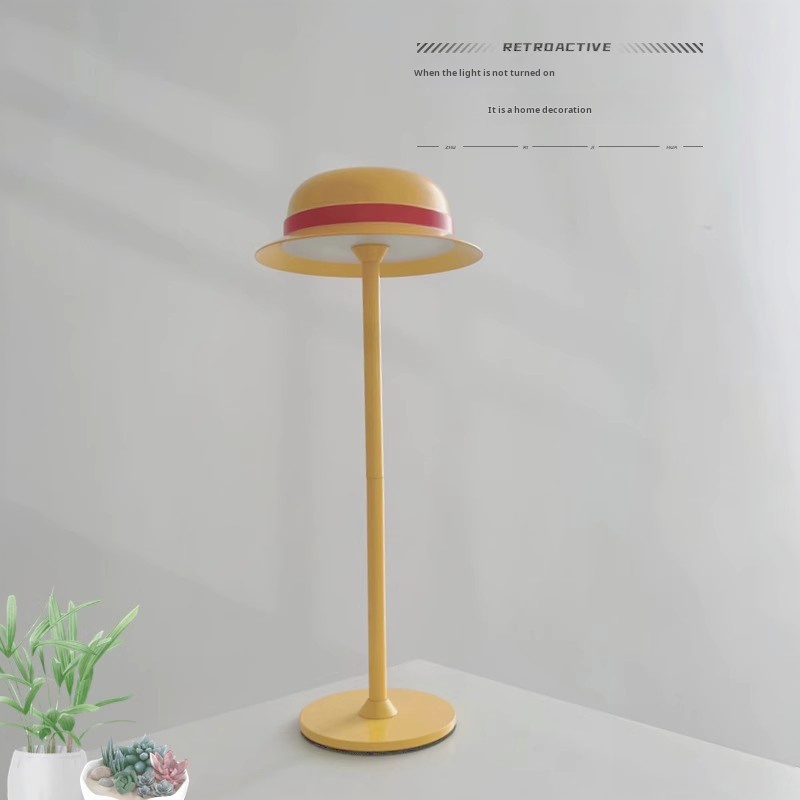 One Piece Luffy Straw Hat Table Lamp Ambient Night Light Bedroom Bedside Desk Decorative Ornament