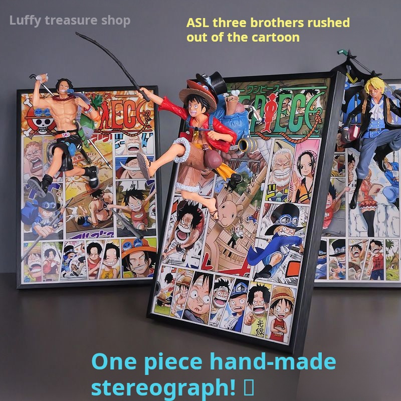 One Piece 3D Figure Painting: Luffy, Ace, and Sabo Burst Out of the Manga, Gear 5 Nika Gift