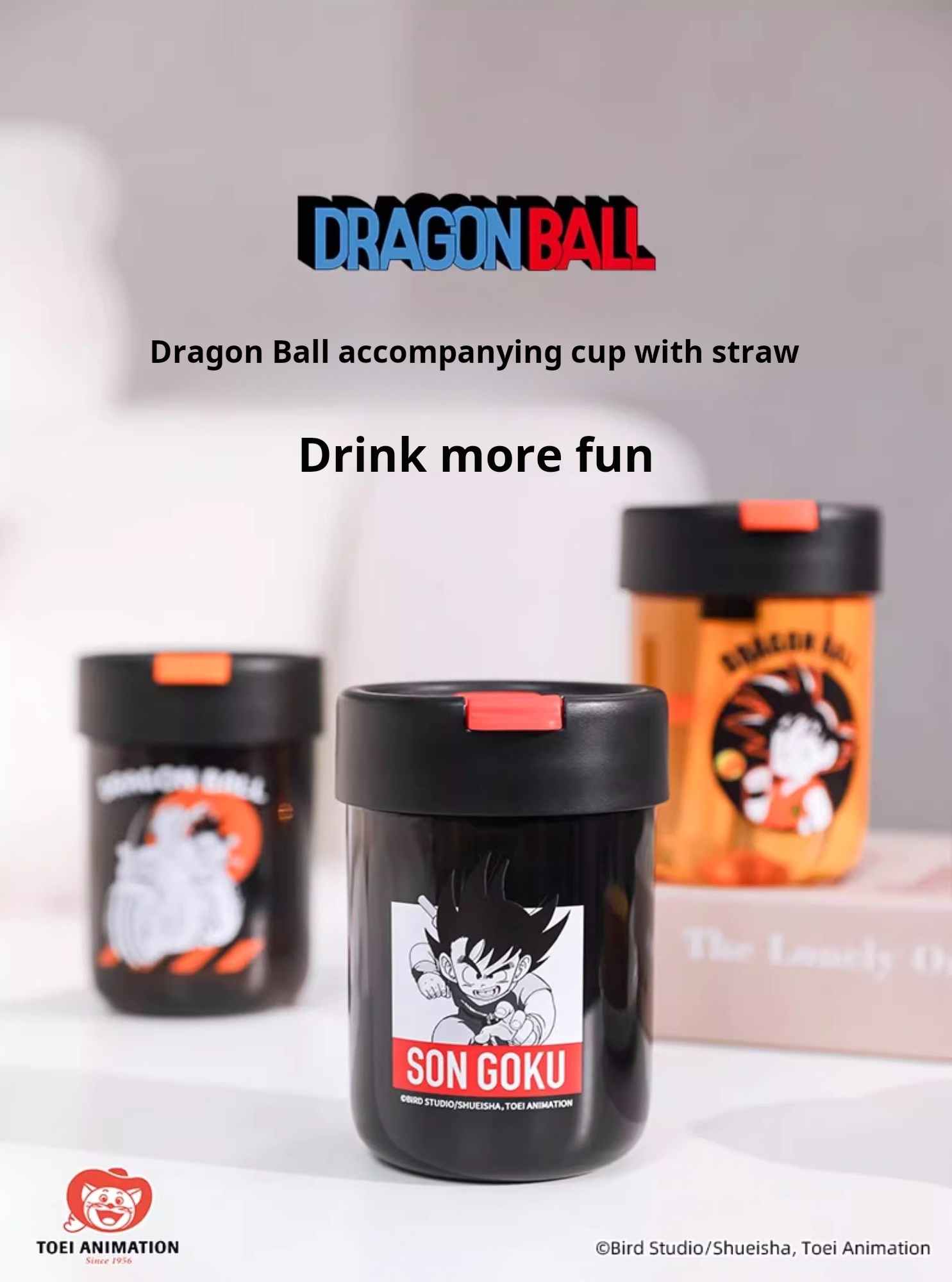 Dragon Ball Travel Cup: Goku & Bulma with Straw - Anime Merchandise Water Cup Gift