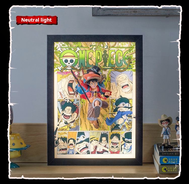 Illuminated One Piece Decorative Art: 3D Luffy Breaking Through Anime Desktop Ornament - A Birthday Gift for Friends and Boys