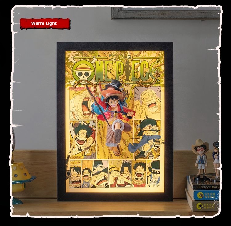 Illuminated One Piece Decorative Art: 3D Luffy Breaking Through Anime Desktop Ornament - A Birthday Gift for Friends and Boys