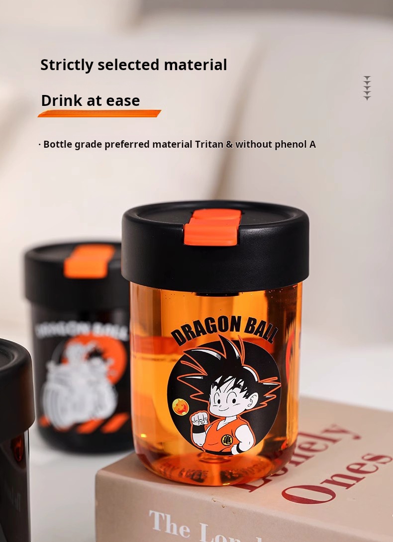 Dragon Ball Travel Cup: Goku & Bulma with Straw - Anime Merchandise Water Cup Gift