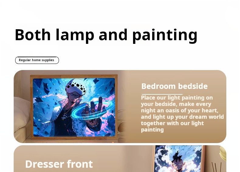 Birthday gift for a guy: One Piece light-up painting for boyfriend or brother, a practical desktop decoration with an advanced