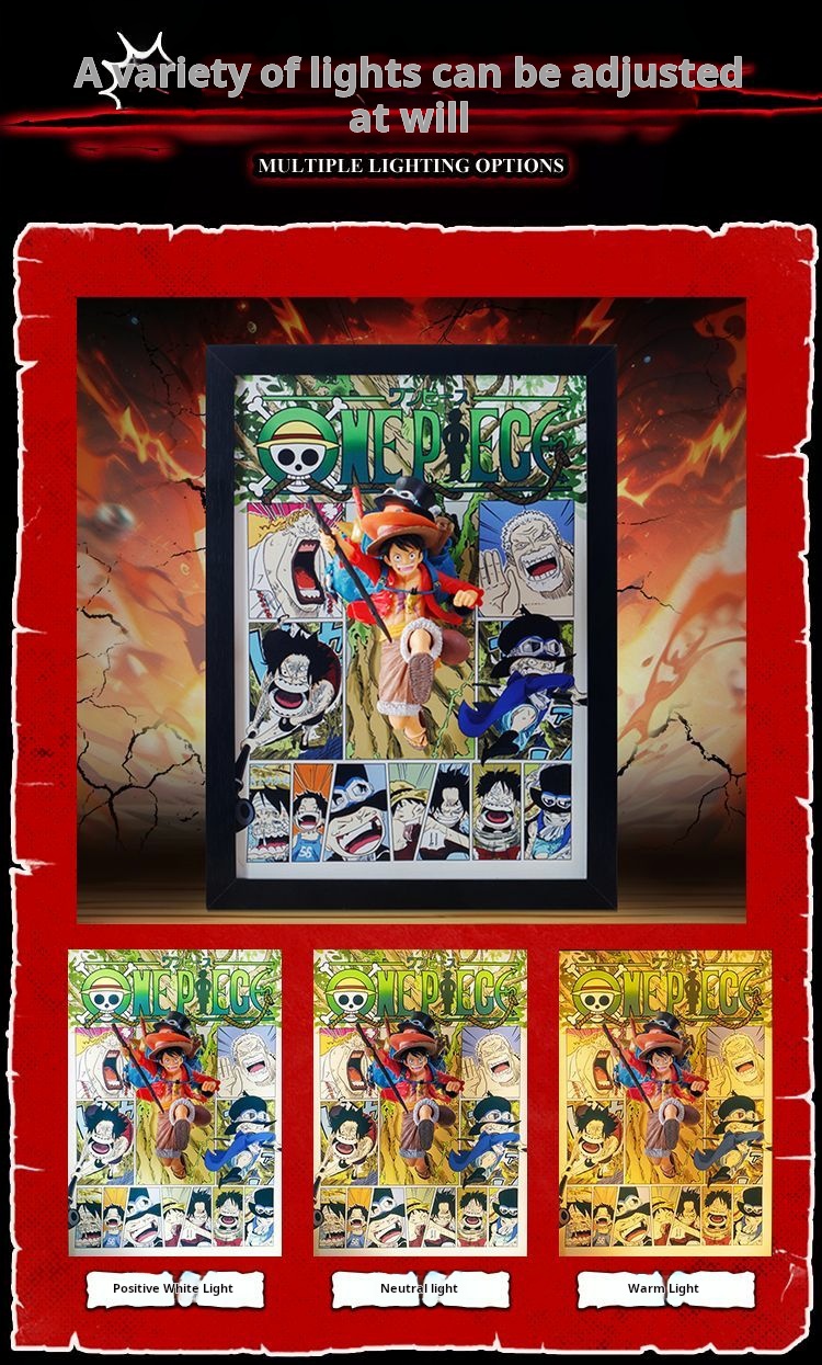 Illuminated One Piece Decorative Art: 3D Luffy Breaking Through Anime Desktop Ornament - A Birthday Gift for Friends and Boys