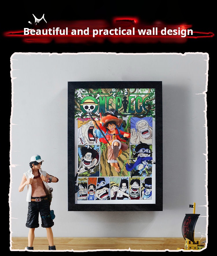 Illuminated One Piece Decorative Art: 3D Luffy Breaking Through Anime Desktop Ornament - A Birthday Gift for Friends and Boys