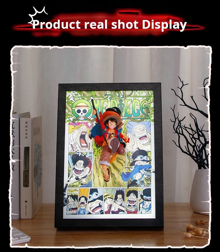 Illuminated One Piece Decorative Art: 3D Luffy Breaking Through Anime Desktop Ornament - A Birthday Gift for Friends and Boys