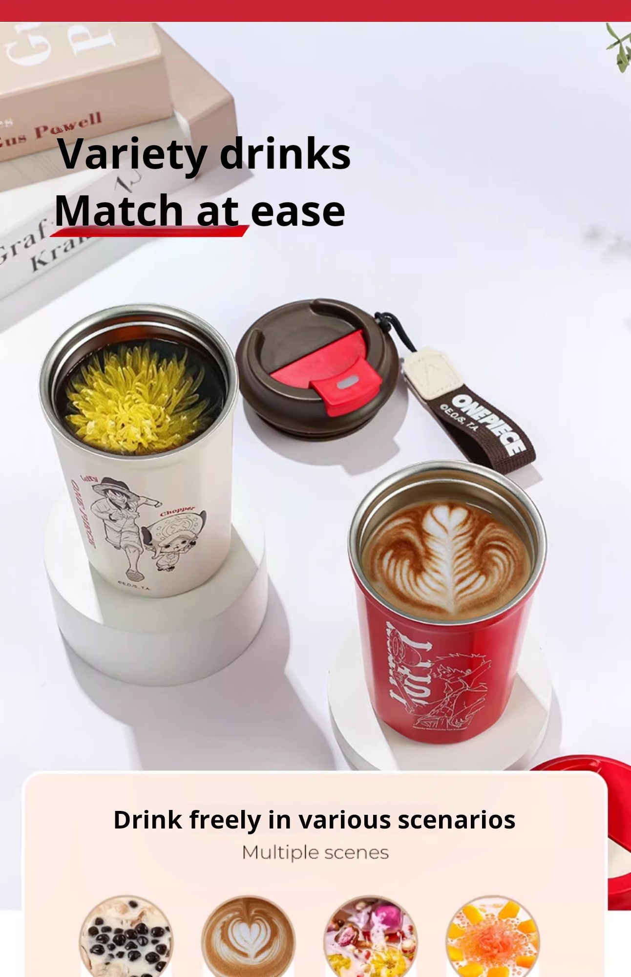 One Piece Diamond Coffee Cup Stainless Steel Insulated Cup Water Bottle Anime Merchandise Gift