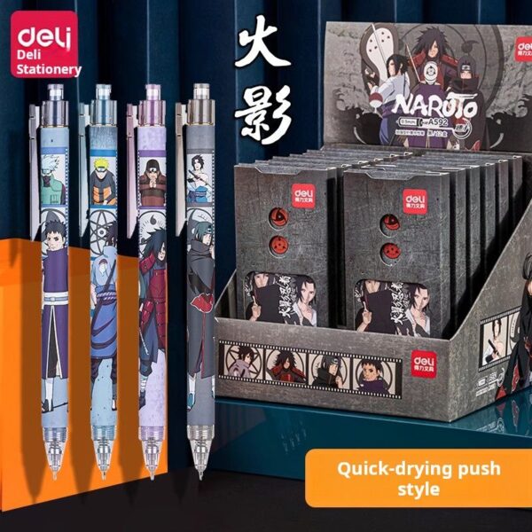 Naruto Retractable Gel Pen, Uchiha Sharingan Bonds, Student Use, Quick-Drying Black Ink Pen, 0.5mm Carbon Pen