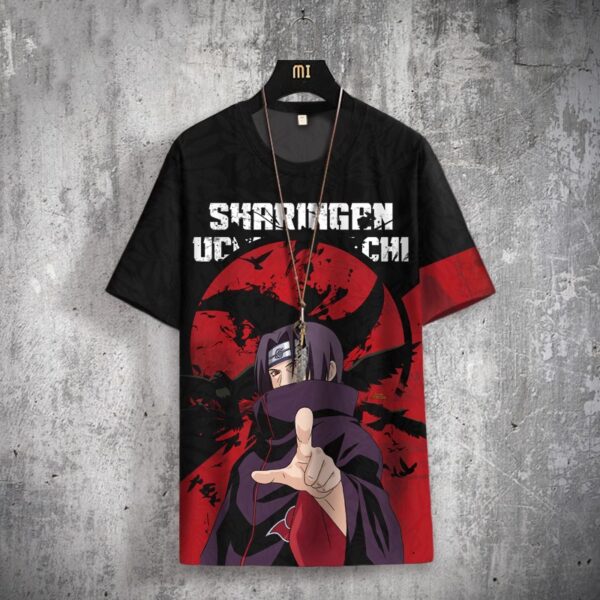 Naruto Collaboration Short Sleeve T-Shirt for Men, New Summer Edition, Trendy Anime Peripheral Half Sleeve, Ice Silk, Oversized T-Shirt