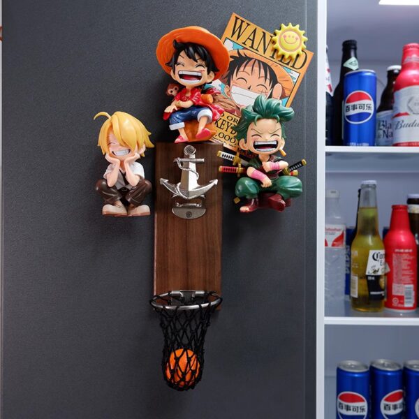 One Piece Refrigerator Magnets - Luffy and Zoro Magnetic Stickers, Creative 3D Cartoon Anime Character Refrigerator Decoration