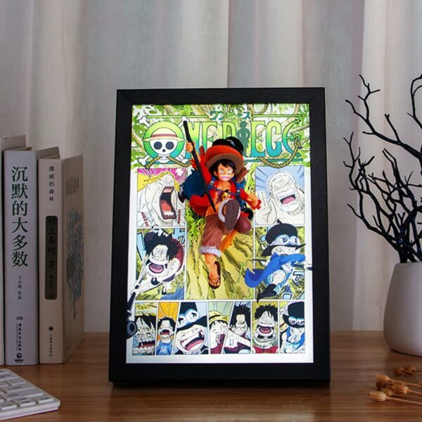 Illuminated One Piece Decorative Art: 3D Luffy Breaking Through Anime Desktop Ornament - A Birthday Gift for Friends and Boys