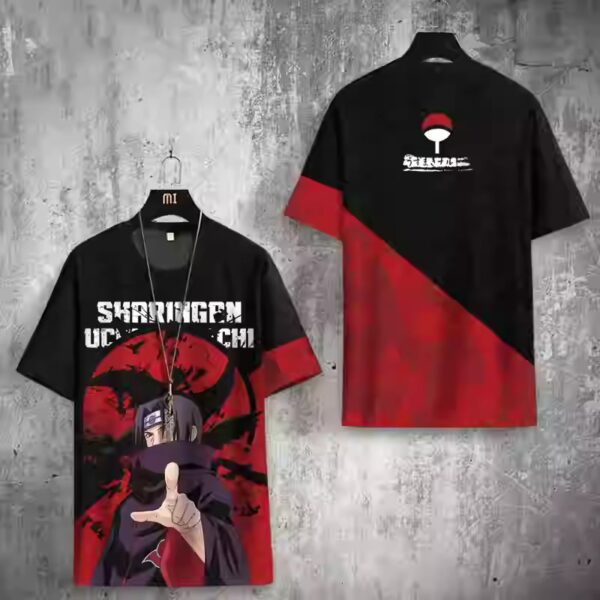 Naruto Collaboration Short Sleeve T-Shirt for Men, New Summer Edition, Trendy Anime Peripheral Half Sleeve, Ice Silk, Oversized T-Shirt