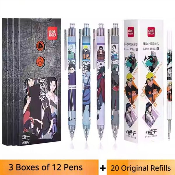 Naruto Retractable Gel Pen, Uchiha Sharingan Bonds, Student Use, Quick-Drying Black Ink Pen, 0.5mm Carbon Pen