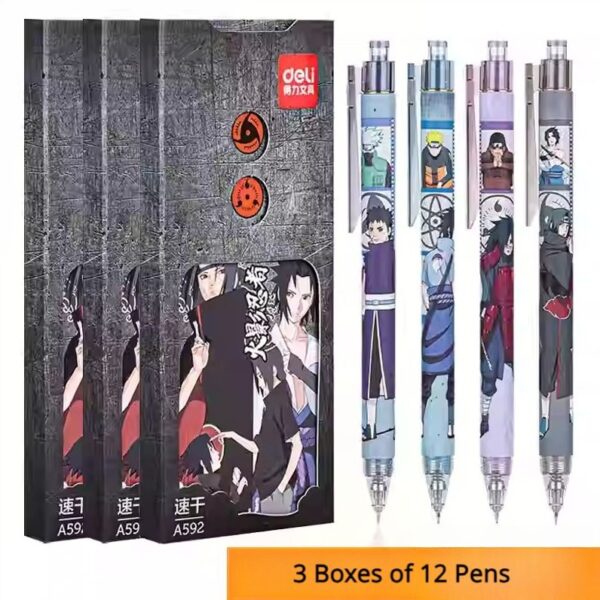 Naruto Retractable Gel Pen, Uchiha Sharingan Bonds, Student Use, Quick-Drying Black Ink Pen, 0.5mm Carbon Pen