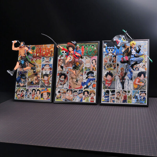 One Piece 3D Figure Painting: Luffy, Ace, and Sabo Burst Out of the Manga, Gear 5 Nika Gift