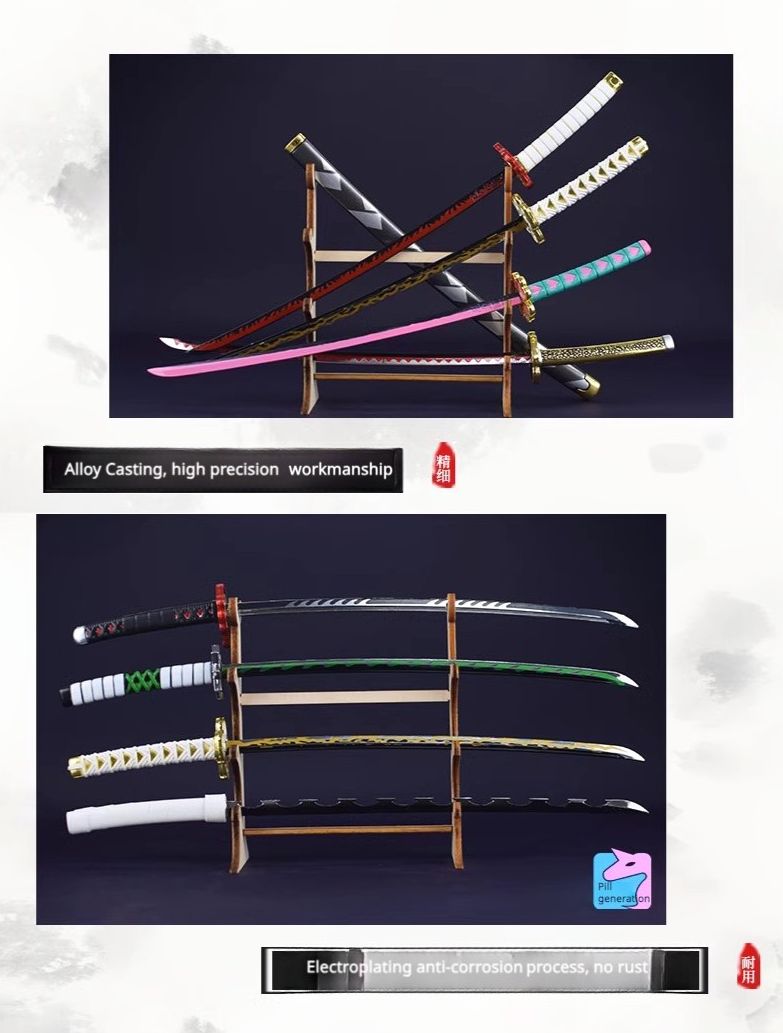 Demon Slayer Weapon: Kimetsu no Yaiba Nichirin Sword Model Decoration Alloy Iron Weapon Toy Figure - Tanjiro