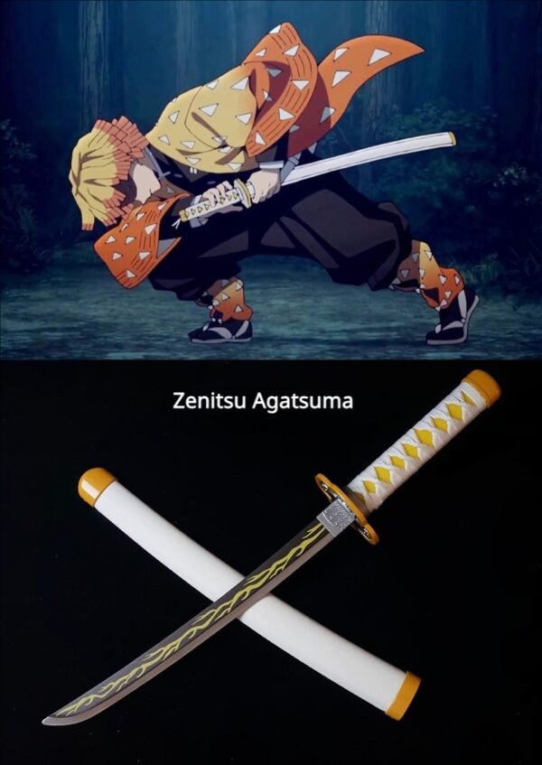 Demon Slayer Nichirin Blade Cosplay Prop for Zenitsu Agatsuma, Tanjiro Kamado, Kyojuro Rengoku - Alloy, Unsharpened